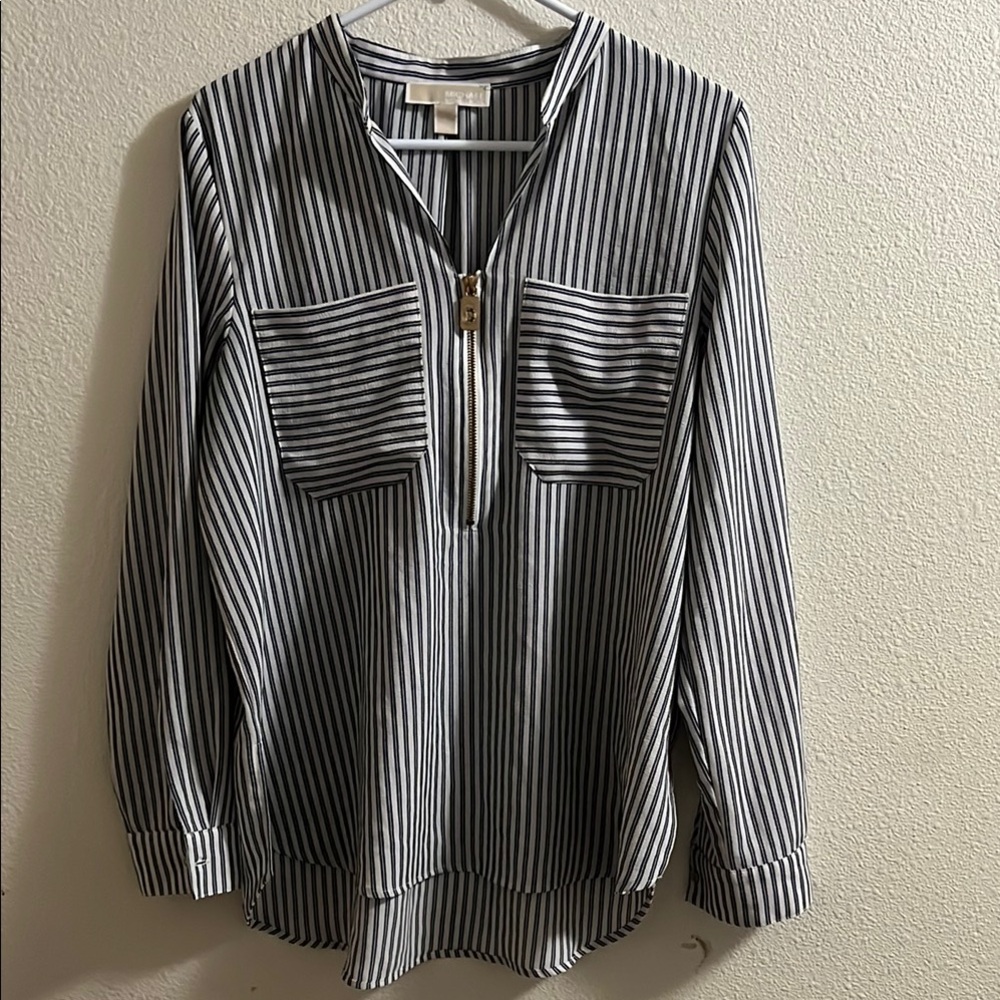 Michael Kors Striped Navy Blue and White Women's Top